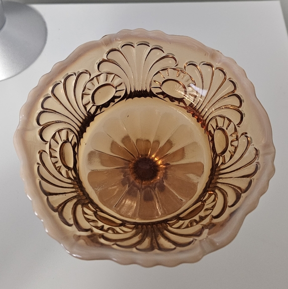 Fenton Amber Cameo Glass Compote - Picture 4 of 7